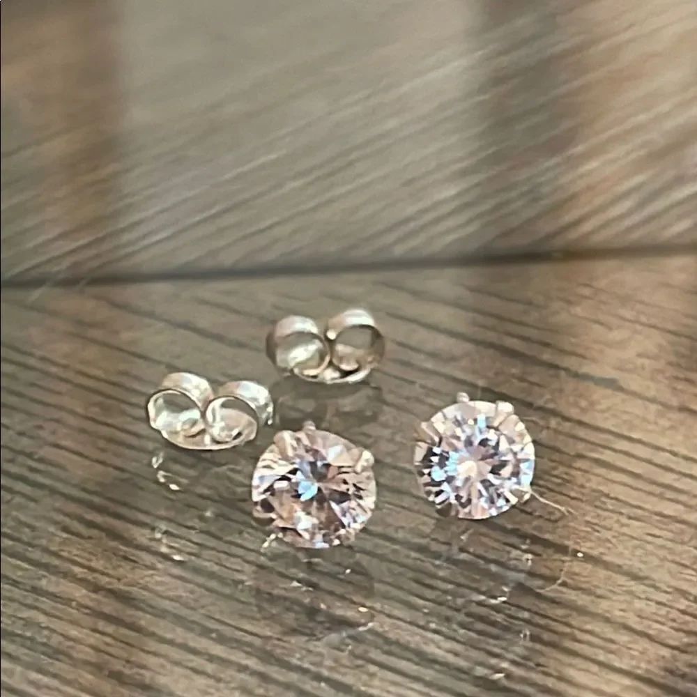 Sterling Silver Stud CZ Earrings